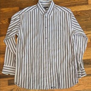 Ted Baker London Gray and White Striped Shirt